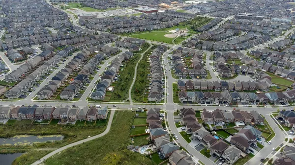 Aerial view of a large suburb